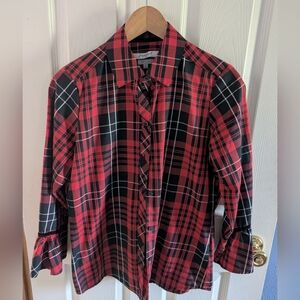 Red and Black Plaid Ladies  Shirt Size 6 Foxcroft
